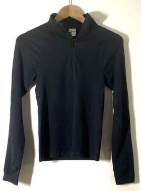 All in Motion Women's Medium Black 1/4 Zip Ribbed Jacket w/ Thumbholes
